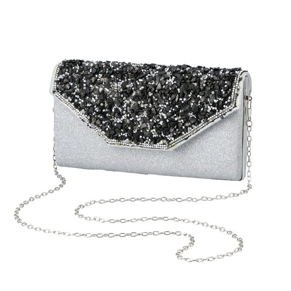 Shungite, Silver Gilded Fabric Clutch Bag - Picture 1 of 5